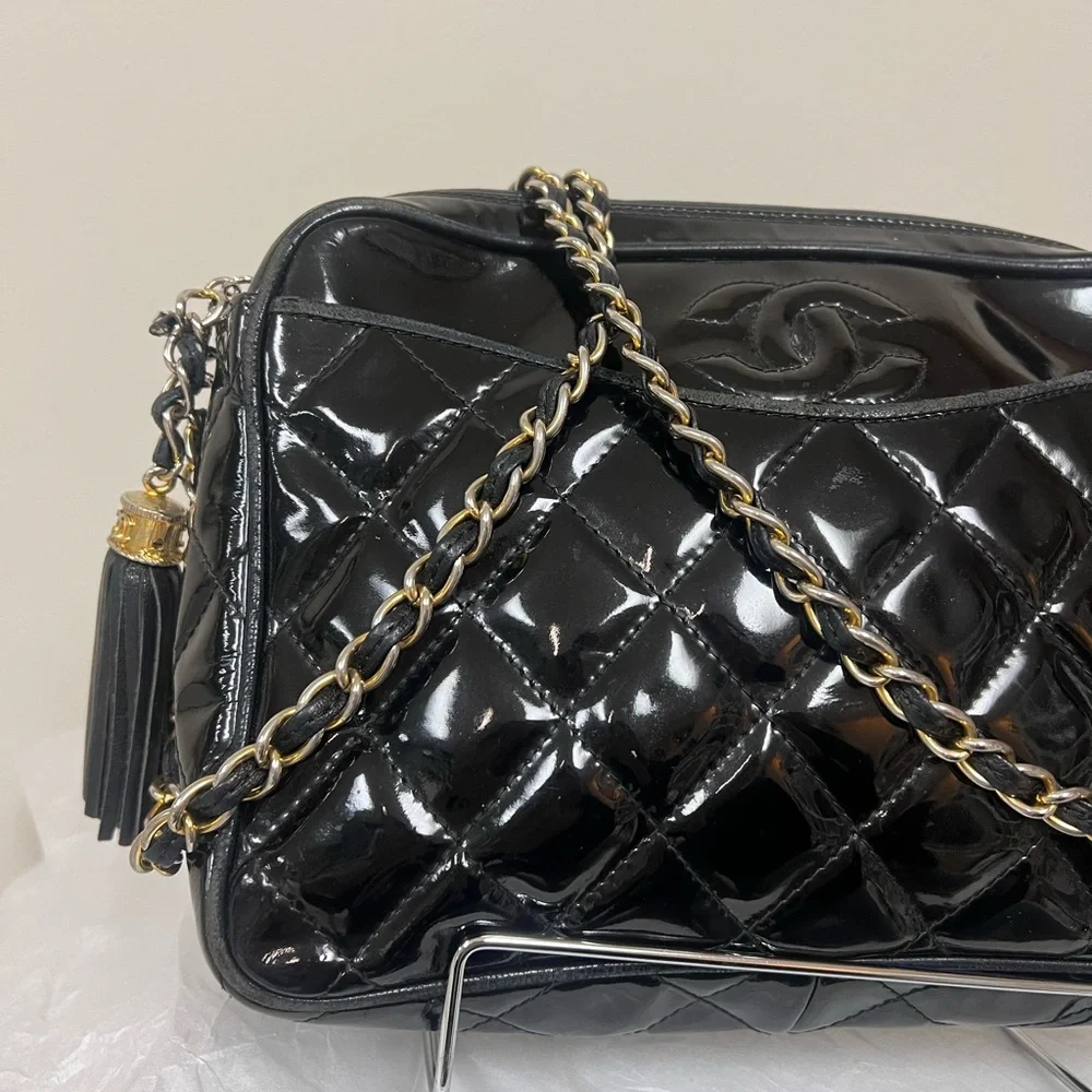 Chanel Black Camera Bag with Quilted Design. - Picture 4 of 10